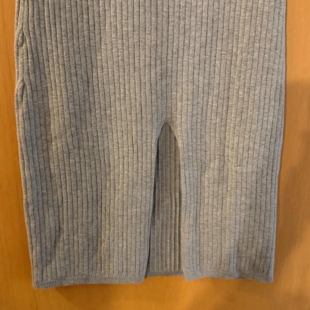Free People Women’s Skyline Ribbed Knit Pull On Midi Skirt Gray Size Small